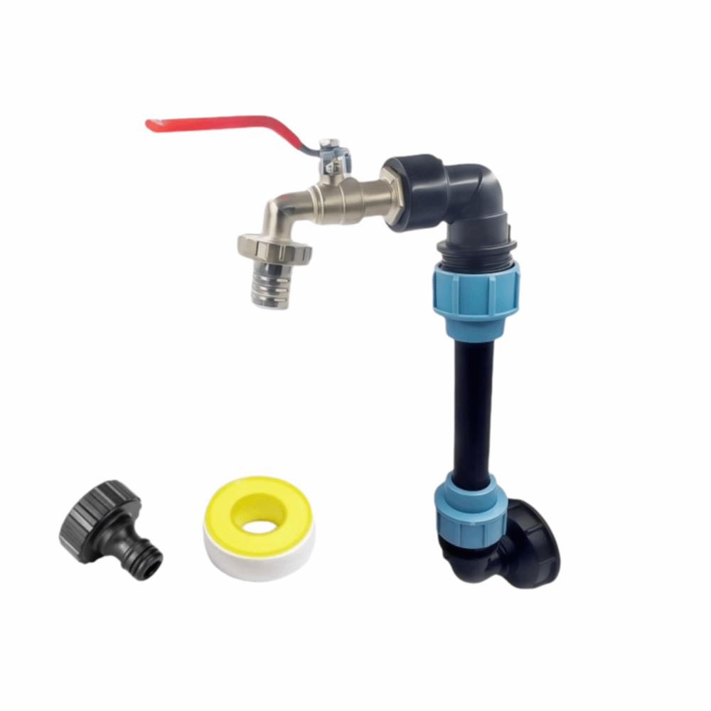25cm Height Pipe IBC Tank Gooseneck IBC Barrel Heightening Faucet Kit  Water Tanks Red grip handle