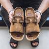 Fashion New Trend Leather Slippers for Men Outdoor Beach Sandals Fashion Designer Men's Half Drag Comfort ummer Slides Wading Aqua Shoes