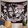 Bohemian Tapestry Wall Hanging with Skull Mushroom Design Ins Style Decorative Fabric for Bedroom Living Room Dorm Background