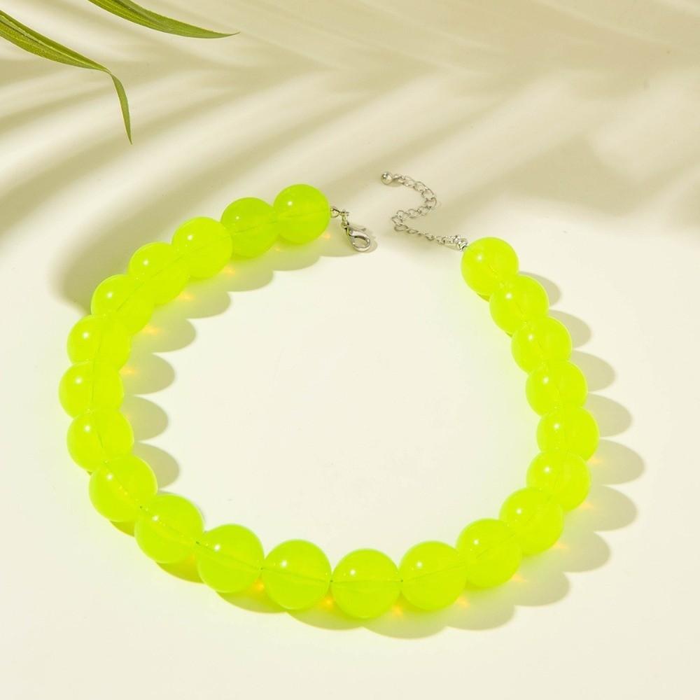 Elegant Bohemia Bead Necklace Exaggerated Adjustable Length Colourful Choker Dopamine Style Geometric Shape Round Necklace