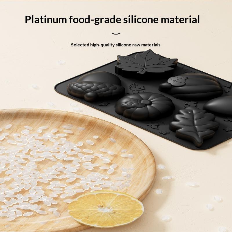 Stampo in Silicone per Dolci Autunnali Antiaderente 6 Cavità Forme Zucca Foglia Ghianda Perfetto per Dolci del Ringraziamento Cottura Fai da Te Preparazione Pasticceria