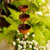 Plant Support Metal Garden Ornament,Garden Stake With 3-Tiered Water Bowls, Bee Bird Water Feeder Bath, Outdoor Yard Patio Decor