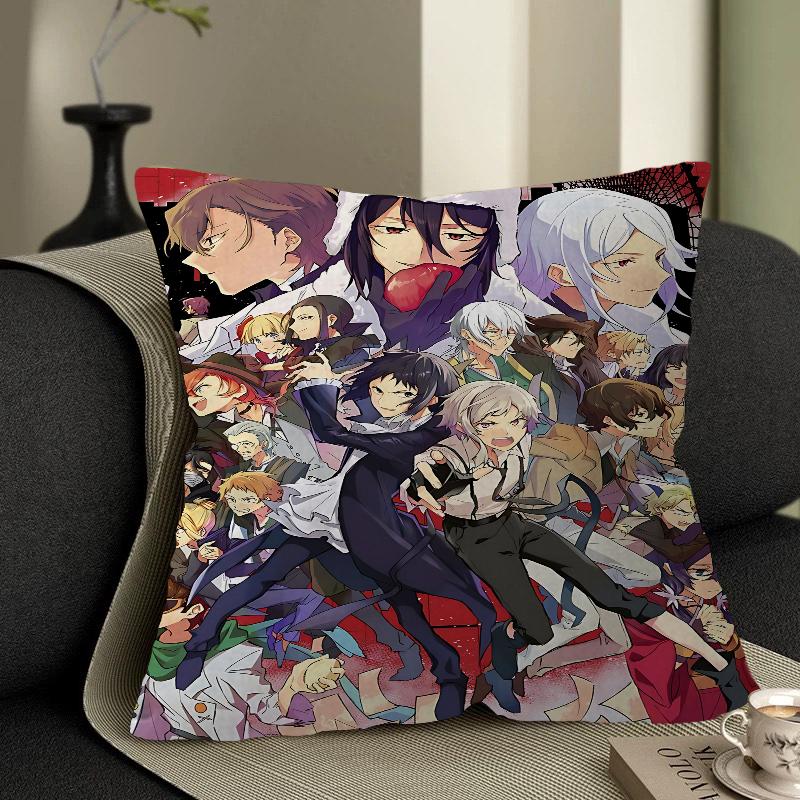 B-Bungo Stray Dogs Anime Kissen Anime Kissen Sofa Bett Kopfkissenbezug Kissenbezug 45x45 Cm Mode