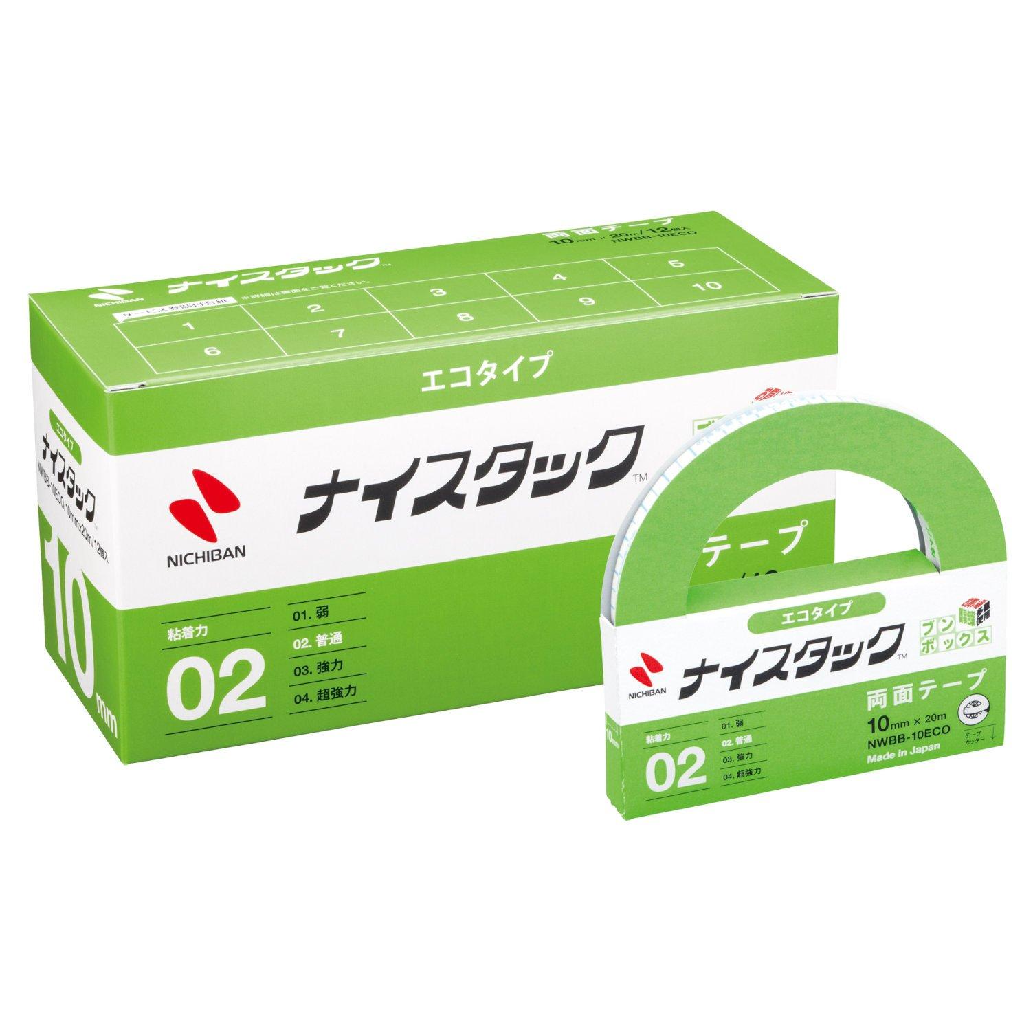 

Nichiban Лента Nicetack 12 рулонов 10мм x 20м Двусторонняя (Eco) NWBB-10ECO белый