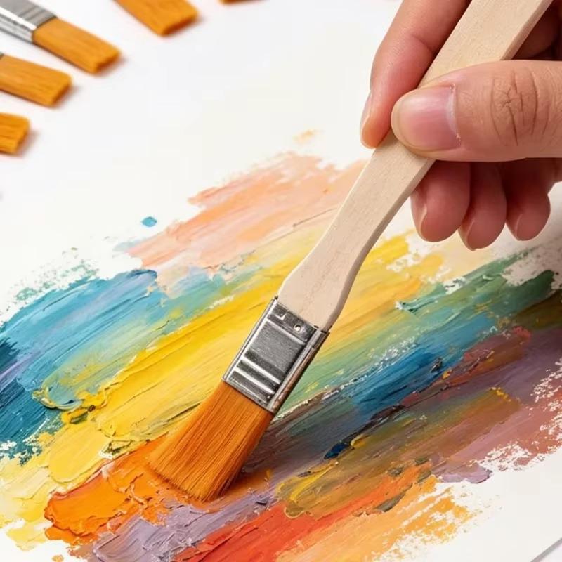 10Pcs Hair Painting Brushes Set Nylon Bristle Acrylic Oil Paint Brush Watercolor Drawing Art Supplies With Wood Handles