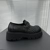 Genuine Leather Men's Shoes 2025 New High-end Woven Hollow Breathable Loafers British Style Platform Trend Big Head Shoes Men