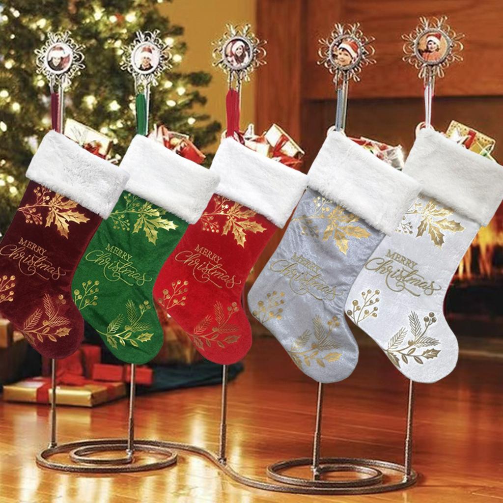 Christmas Socks Candy Boots With Small Bells Holiday Gift Bags Christmas Trees Santa Claus Boots For Fireplace