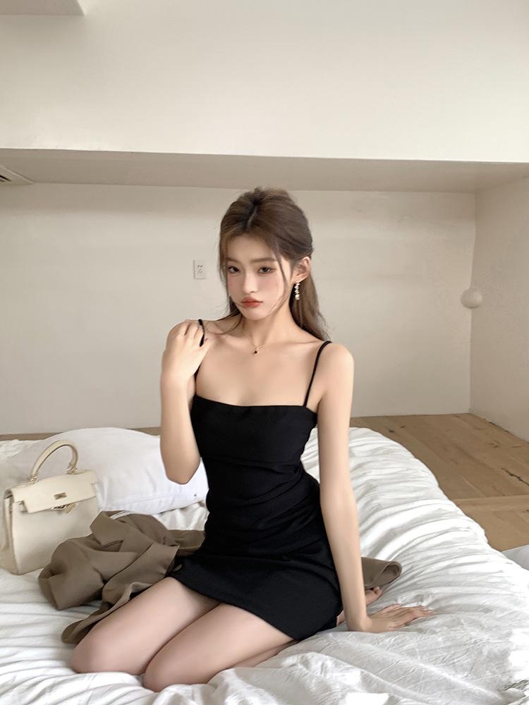 Spring/Summer 2026 Elegant Pink Pleated Waist Bodycon Camisole Dress for Women