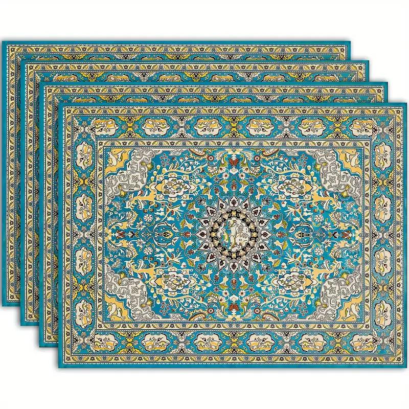 4 шт. квадратных подставок под тарелки (12 x 18 дюймов) | Модные полиэстеровые салфетки на стол в кофейной тематике, идеально подходят для любителей кофе и праздничных встреч 4Pcs