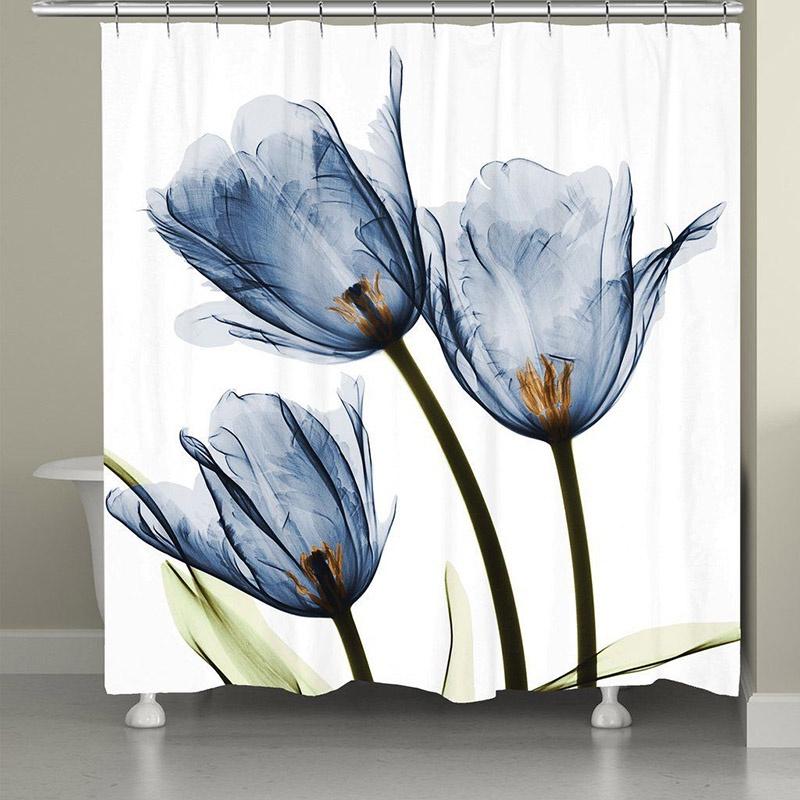 Versatile 3d Mart Waterproof Lotus Print Bathroom Polyester Shower Curtain Featuring 12 Hooks For Any Bathroom Style