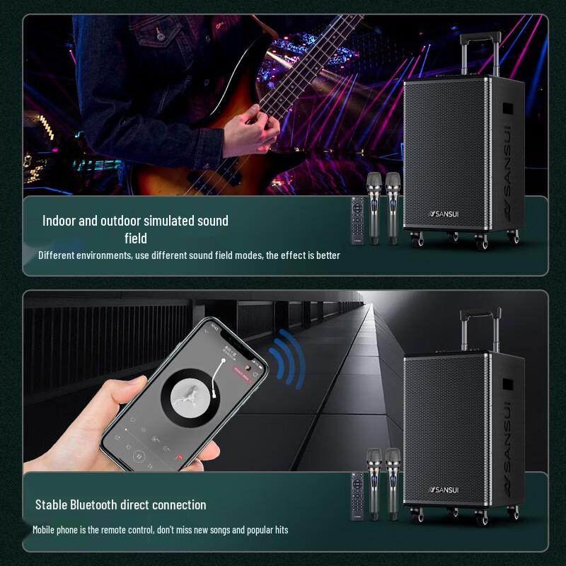 SANSUI E10pro Portable Outdoor KTV Speaker with Wireless Microphone (CN Version)