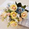 1 Bouquet 5 Branches European Style Artificial Royal Rose Home Room Decor
