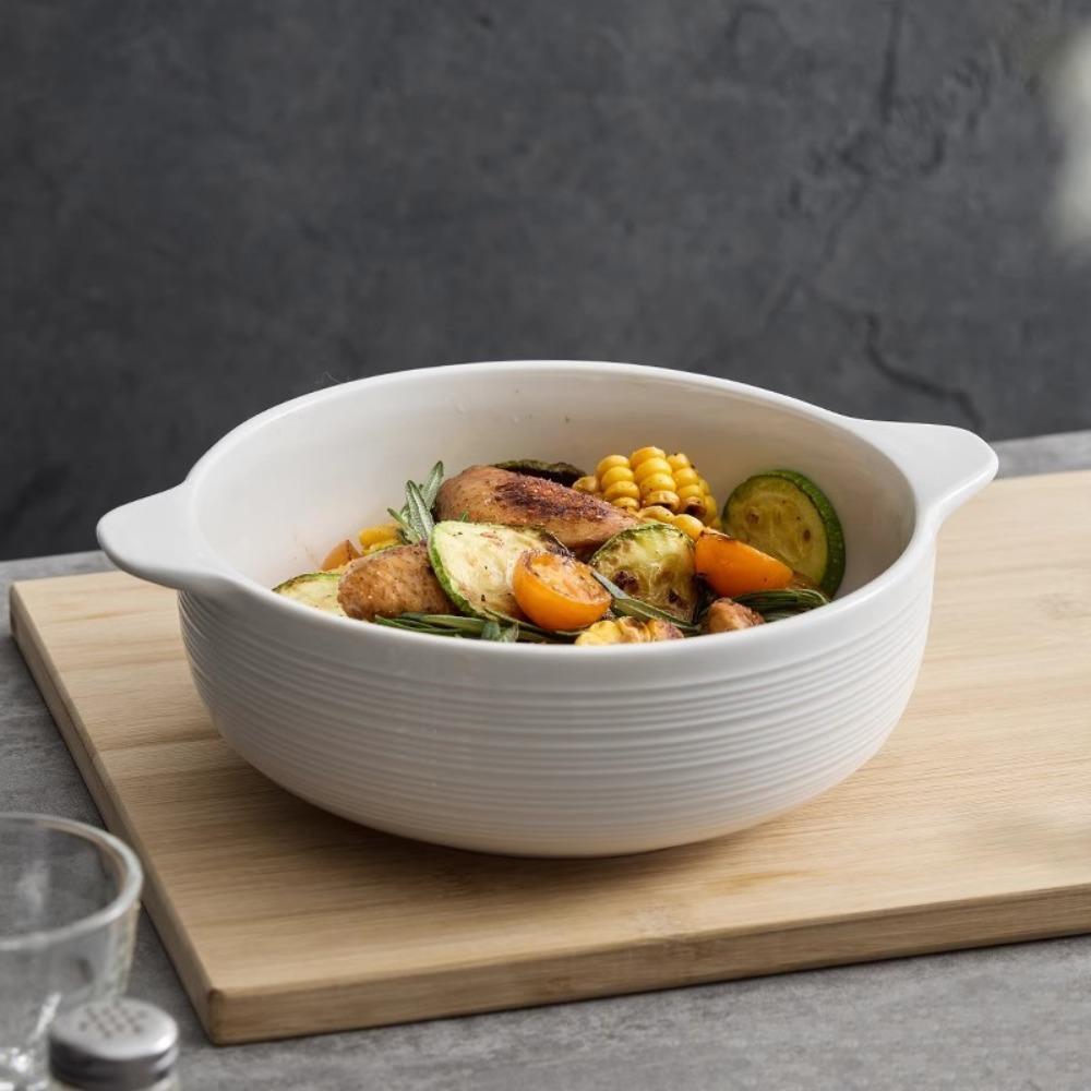Japanese-style Ceramic Binaural Soup Bowl Heat-resistant Soup Basin Instant Noodle Bowl  Kitchen