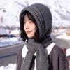 Full Coverage Knitted Hooded Scarf Hat Knit Fabric Winter Beanie Hat New Knit Hood Scarf