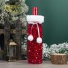 Cute Christmas Wine Bottle Bags Plush Ball Santa Claus Wine Bags Xmas Wine Bottle Cover  New Year
