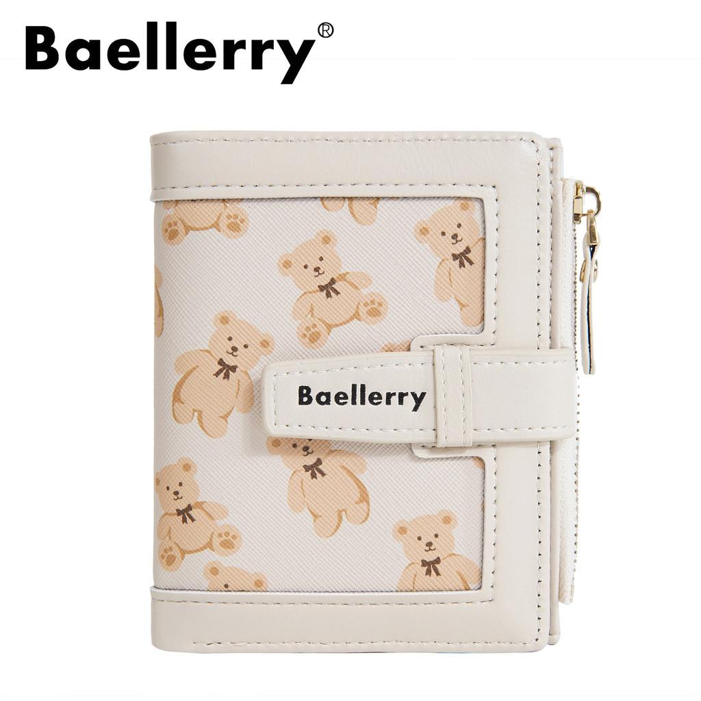 Baellerry Girl Short Wallet With Cartoon Bear Design And Coin Pocket For Daily Use