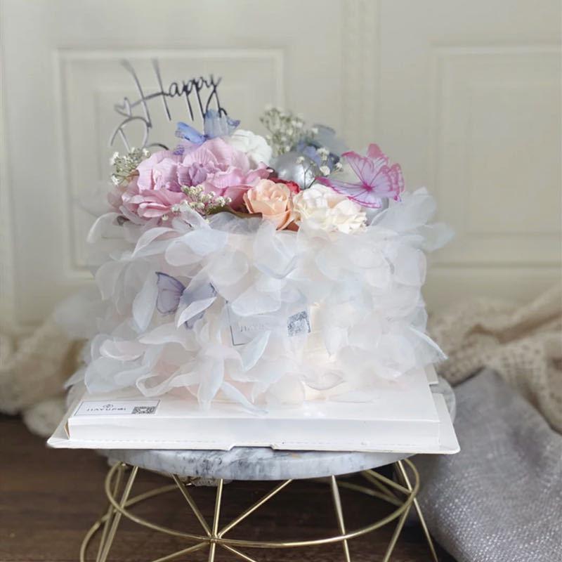 Valentine's Day Qixi Cake Topper: Lace Yarn Flower Border Ribbon Decoration Insert