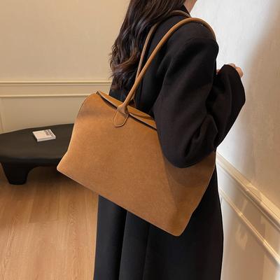 Hirschleder Samt Große Tasche Damenmode Retro Tragetasche Schlichte Pendler Große Kapazität Achseltasche