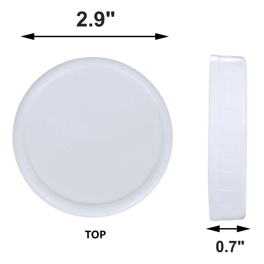 T02C!144X Regular Mouth Lids For Mason Jar Lids Plastic Storage Caps For Mason Canning Jars And More, Standard, Dia 70Mm