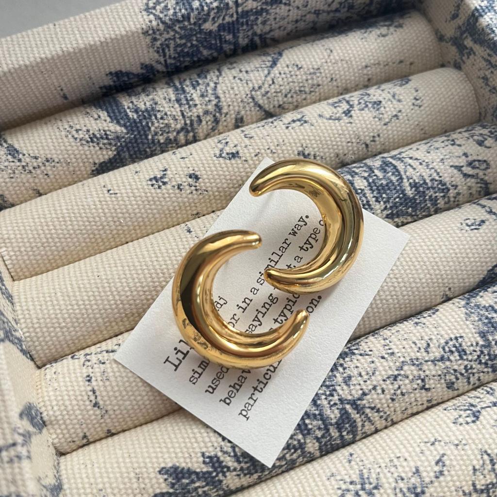 Temperament Fashion Retro Moon Cold Cold Wind Solid Earrings Exquisite Cold Wind Earrings Glossy Moon Earrings Women