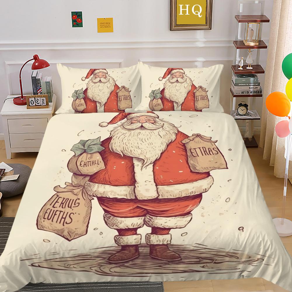 3D Christmas Printing Duvet Cover Set Full Size Microfiber Bedding Set High Ranking Lovely Bedspreads