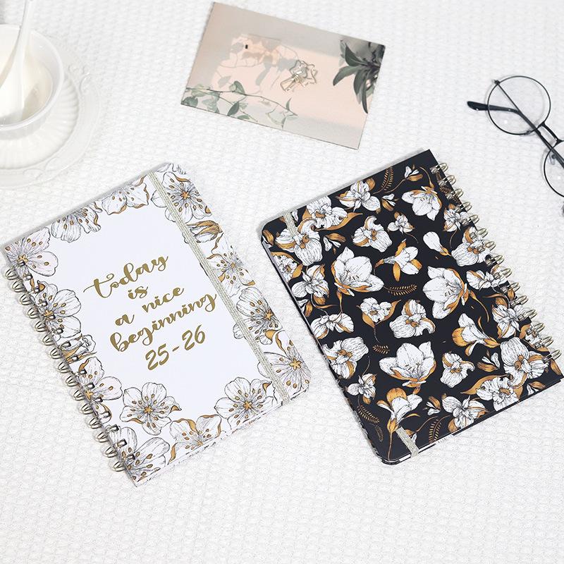2025 Custom A5 Notebook-Daily Cross-Border Coil Book with English Weekly Plan Paper Cover
