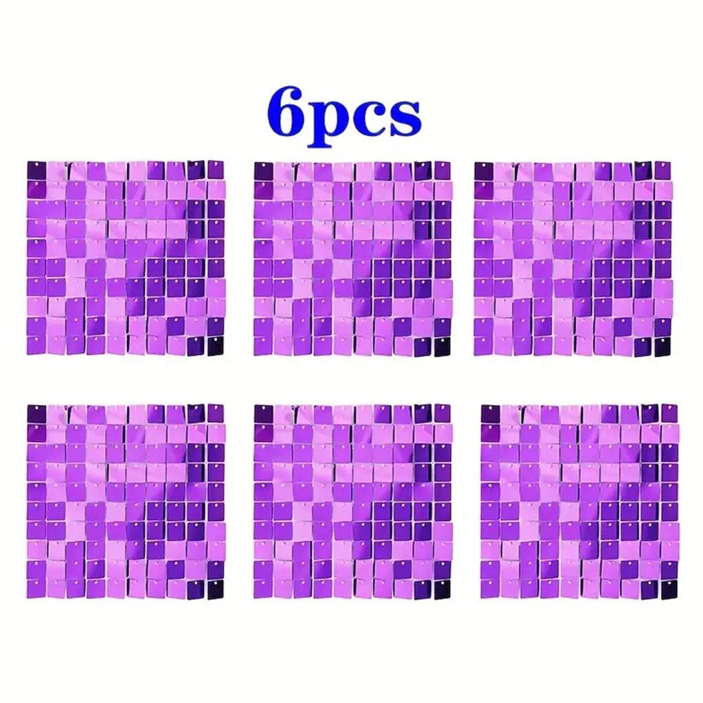 Shimmer Wall Backdrop Purple Wall Panels Square Sequin Shimmer Backdrop Decoration for Birthday Party,Wedding, Anniversary