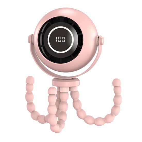 

Portable Stroller Fan 3 Speed Pinch-Proof Mini Baby Fan Rechargeable LED Display Car Seat Crib Travel Cooling Fan with Flexible Tripod рожевий