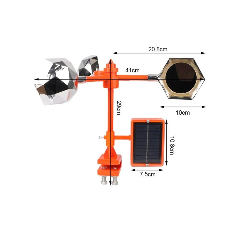 Solar Powered Voice Bird Repellent Outdoor Farm Orchard Solar Powered Wind Bird Repellent Reflective Without Harming Birds