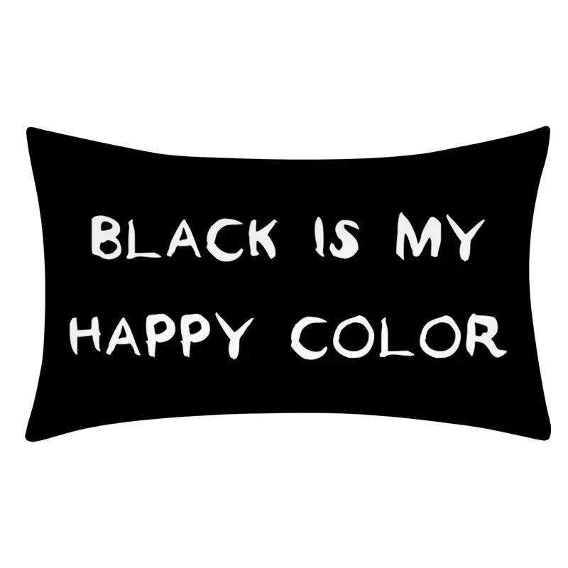 Rectangular Pillowcase Sofa Decorative Pillow Geometric Print Cushion Cover Simple Style Black and White