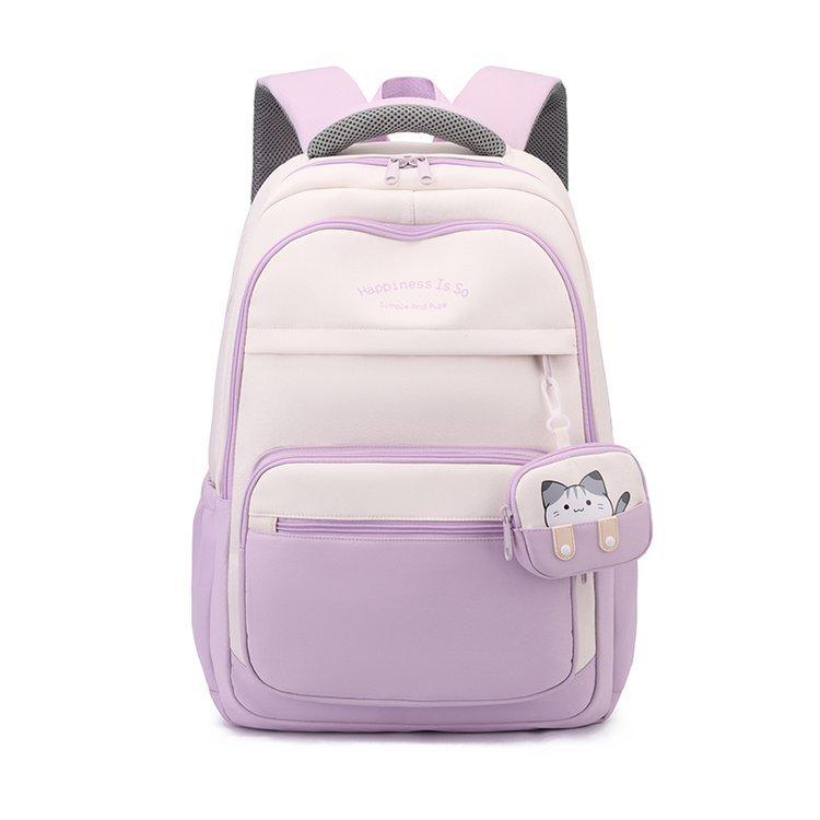Primary School Student Schoolbag Color Block Women's Large Capacity Backpack