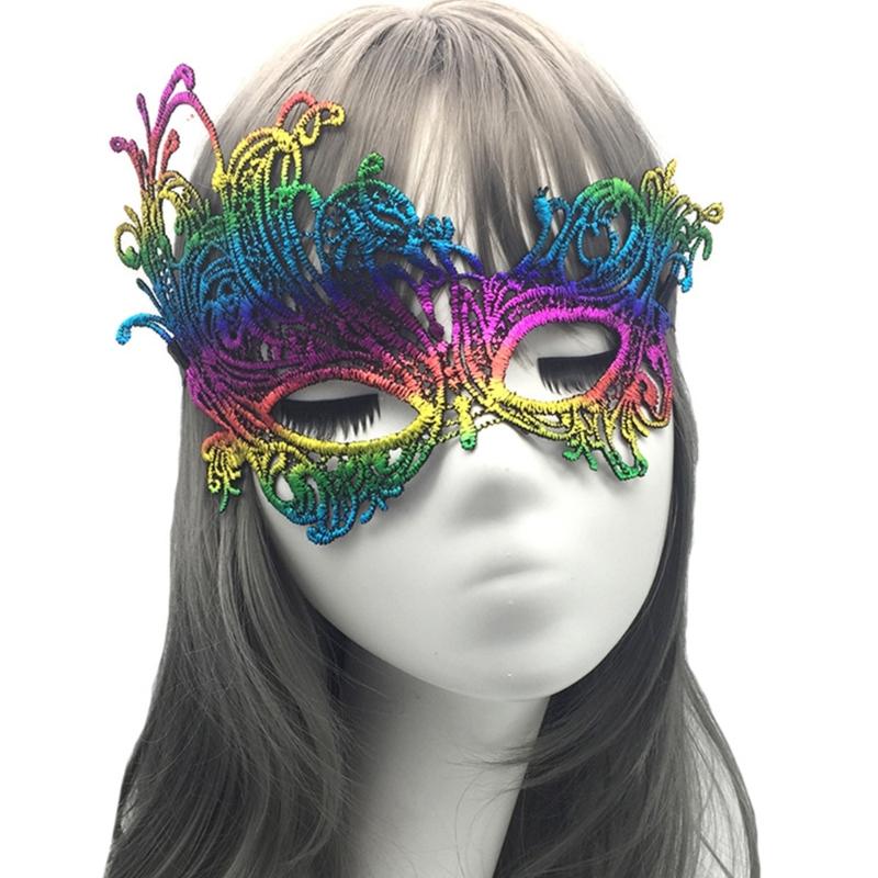 2x Halloween Party Mask for Women Men Masquerade Mask Half Face Mask Evening Prom Mask Lace Eye Mask Mardi Gras Mask-Ins