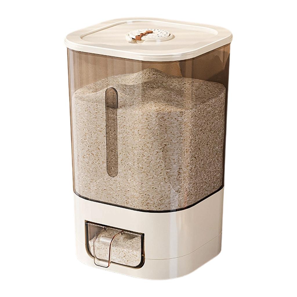 Grain Storage Container with Measuring Cup Dispenser Airtight Food Storage Bin for Rice Beans Cereal and Dry Goods Kitchen Organizer