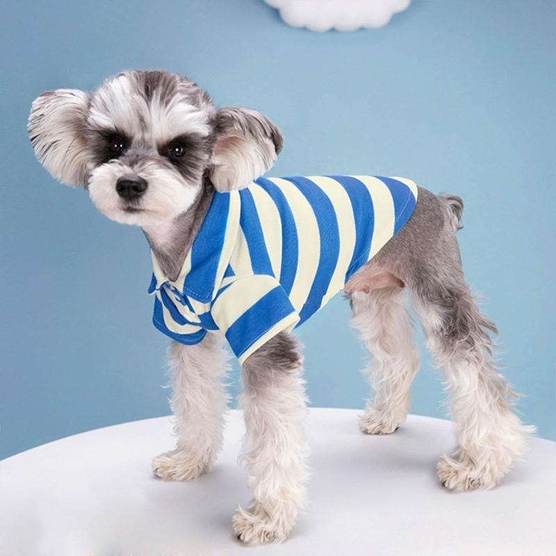 Small Dog PoloShirt Two-Leg Casual Stripe Shirt Puppy Costume Summer T-Shirt Fashion Clothes for Bichon FrenchBull dog