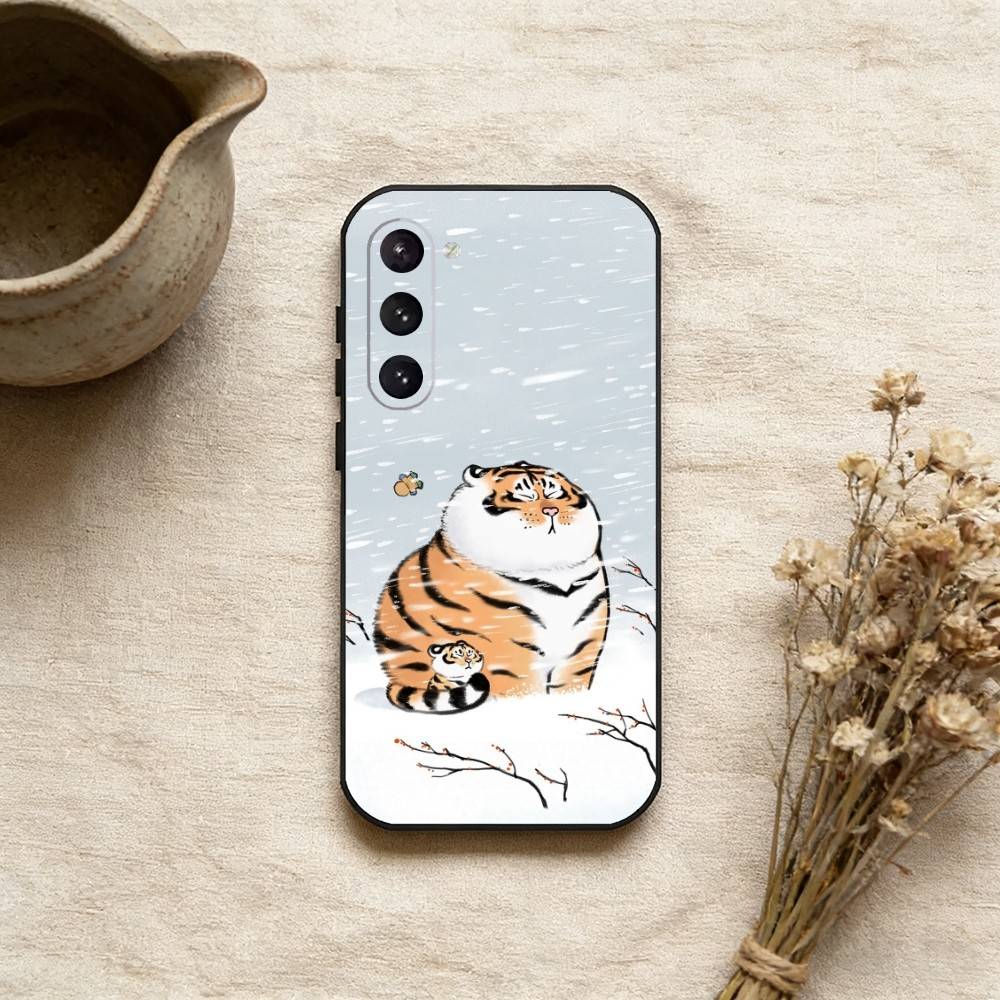Cute Little Fat Tiger Phone Case For Samsung Galaxy A73,A72,A71,A70,A52,A51 Others Soft Black Cover