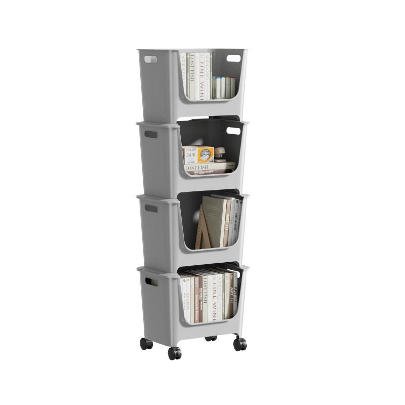 Stackable Multi-Layer Storage Shelves: Under Table Organizer with Wheels for Snacks, Drinks, Toys, and More