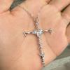 Gothic Punk Cross Pendant Necklace for Women Men Vintage Unisex Silver Black Hip-Hop Chain Fashion Jewelry Accessories Gift