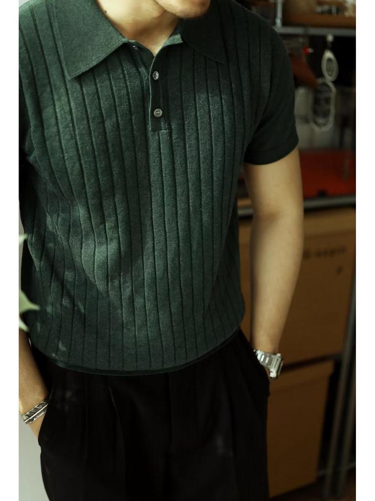 Polo de Manga Corta para Hombre de Color Sólido - Estilo Trendy, Versátil y Juvenil para el Verano