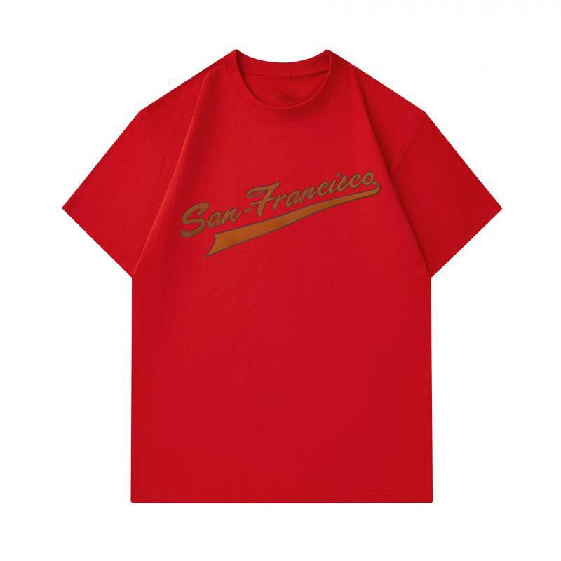 Men's 100% Cotton Crew Neck Short Sleeve T-shirt, Classic San Francisco Cursive Print Casual Breathable Lightweight Summer Daily Wear Tee for Men
