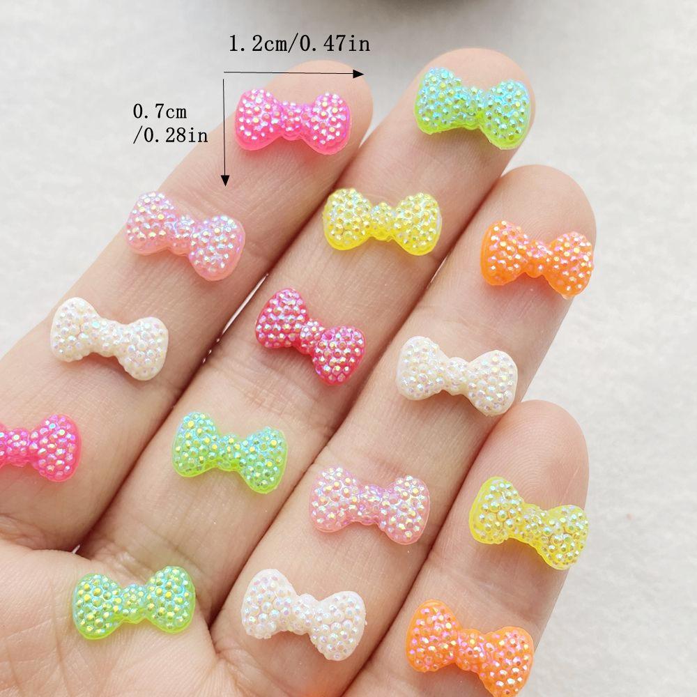 50Pcs New Mixed Nail Art Resin Small Bow Tie Designer Charms Rhinestones DIY Craft For Nail 3D Decorations