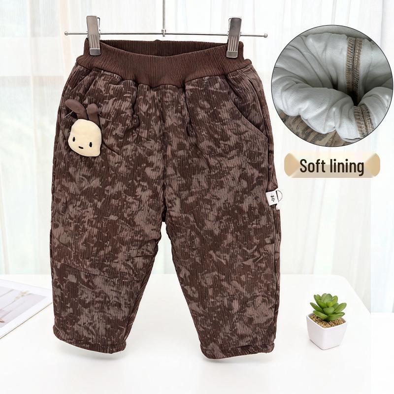 Children's Thickened Quilted Cotton Pants - Stylish Warm Winter Clothing for Boys and Girls