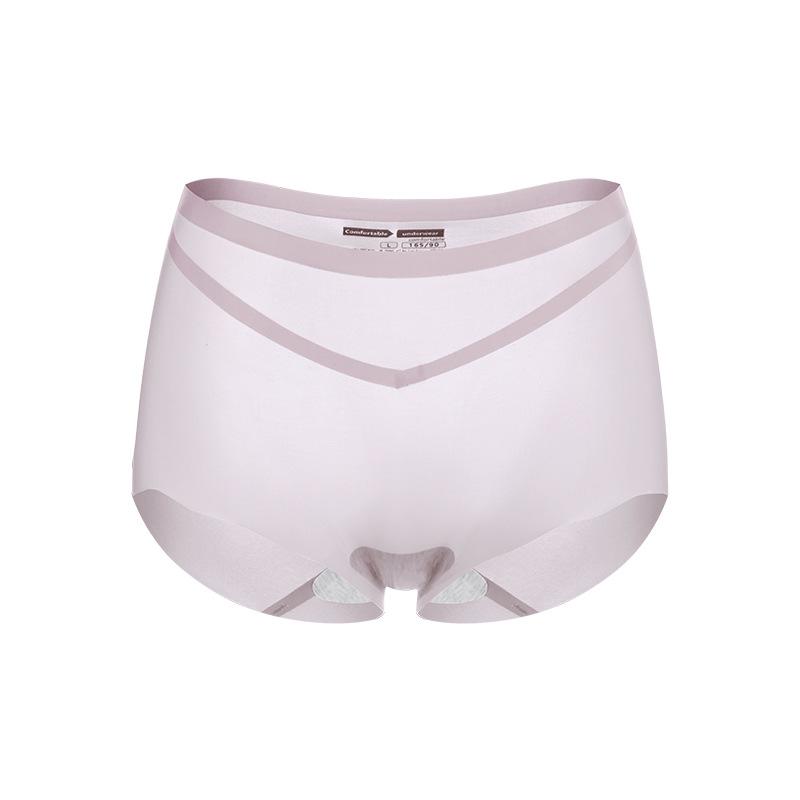 Plus Size Women's Summer Thin Ice Silk Trackless Cotton Crotch Quick Drying Breathable High Waist Triangle Briefs