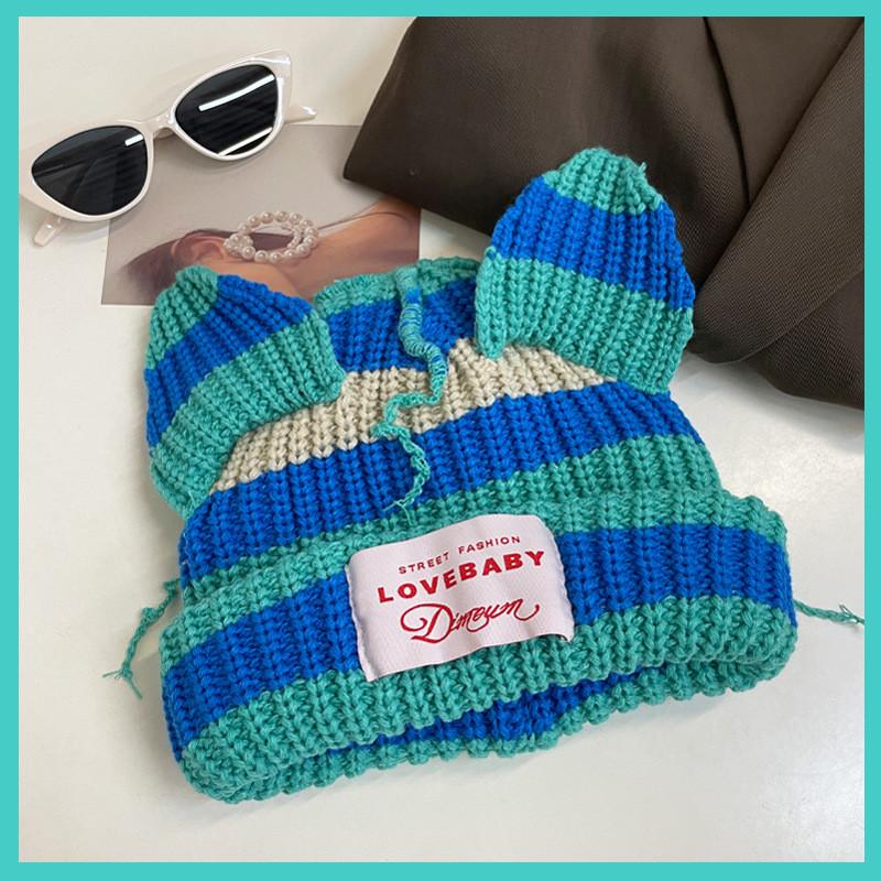 Womens Cat Cute Ear Knit Hat Winter Thick Warm Soft Cotton Cozy Beanie