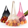 Reusable Mesh Grocery Bags, Long Handle Produce Bags, Fruit & Veggie Storage, Woven Mesh Pocket Hollowed Out Kitchen Storage