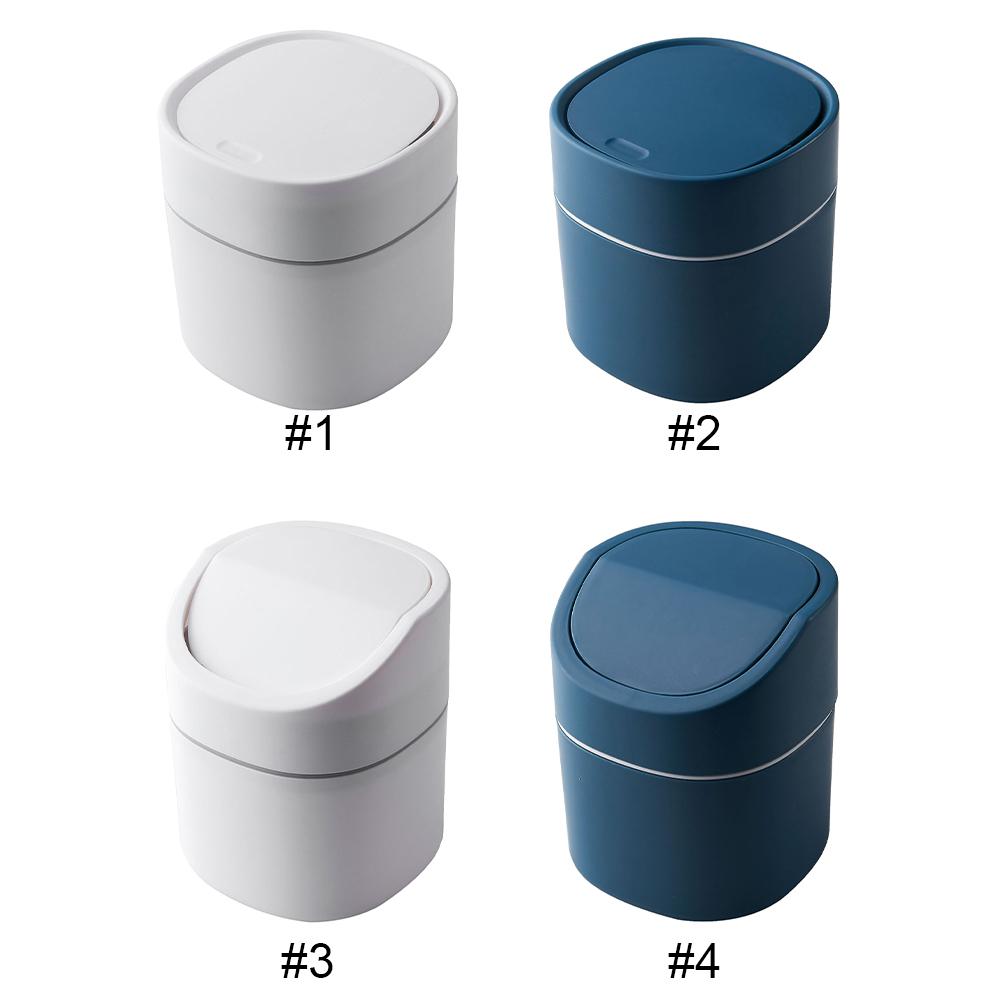 Mini Trash Can with Lid Nordic Style Desktop Rubbish Can Removable Lid Sundries Barrel Box for Office Desk Bathroom Vanity