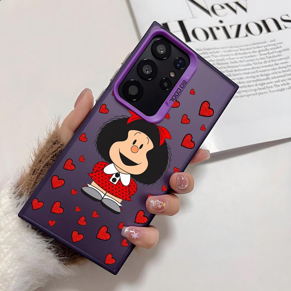 

Cartoon Cute M-Mafalda Phone Case For Samsung Galaxy S25 Edge S24 S23 S22 S21 S20 Ultra Funda Silicone Silver Cover Galaxy S21plus 5G