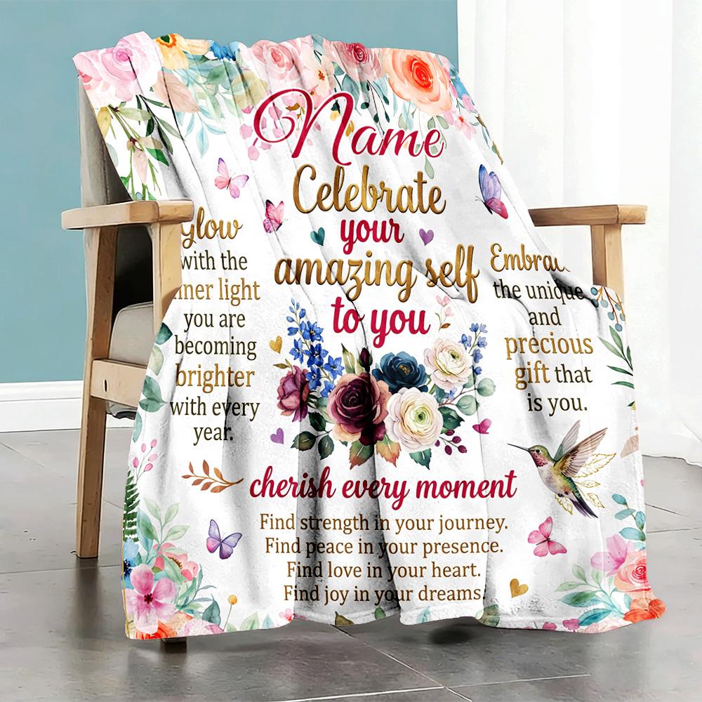 Floral Celebration Home Customize Your Name Home Blanketss Comfortable Soft Lightweight Multipurpose Customize Your Name Home Blankets For Picnics