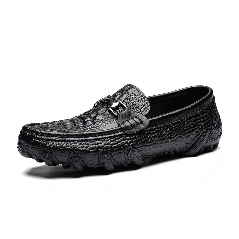 2024 Men Leather Summer Alligator Texture Slip-On Casual Shoes Male Sneakers loafer Mens Coffee Men Loafers Flats Driving Shoes
