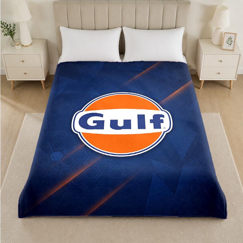 Gulf Print Flannel Blanket Cozy Lightweight Plush Throw Blanket For Bed Sofa Household Use