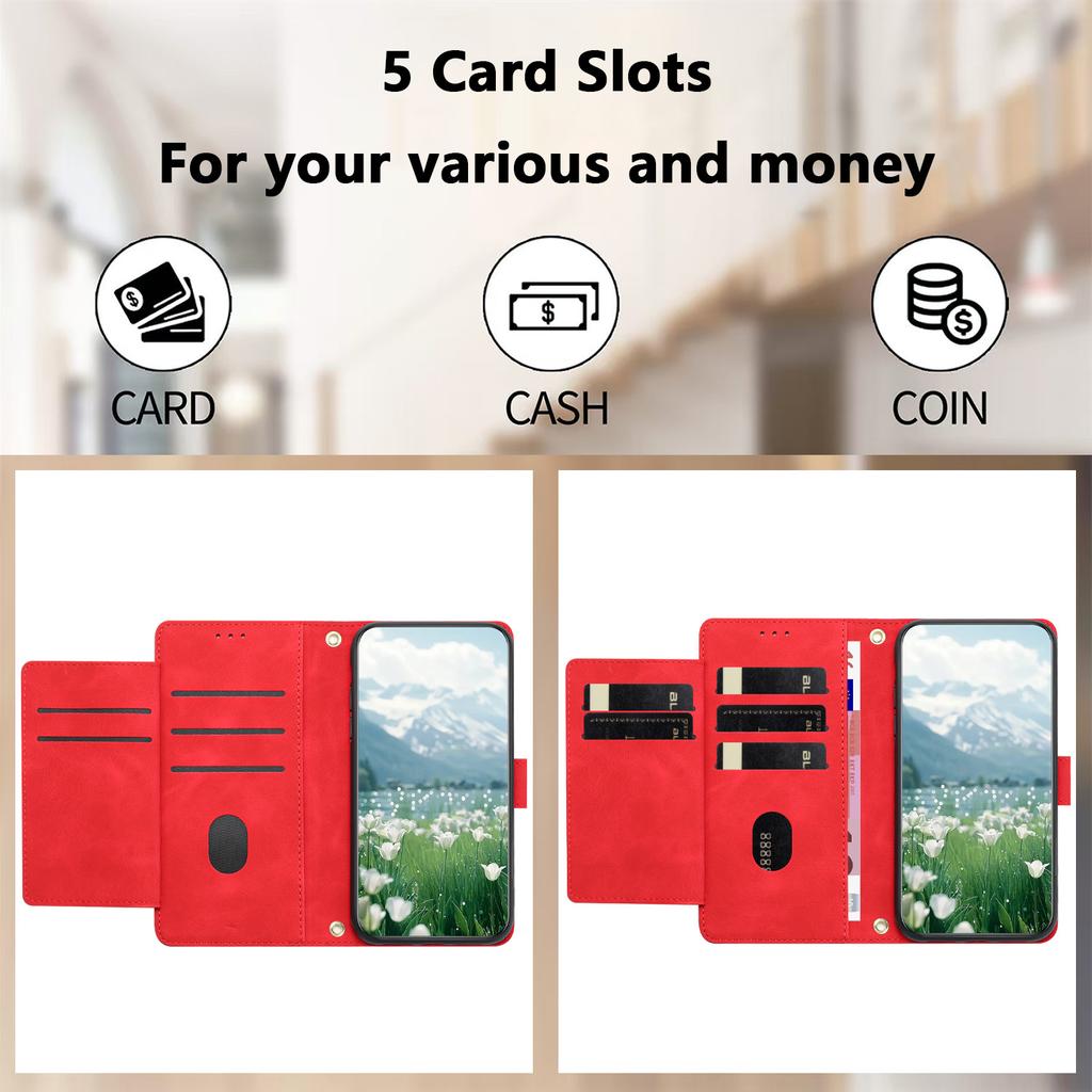 For iPhone Air Case Tulip Leather Phone Cover with 5 Card Slots Wallet